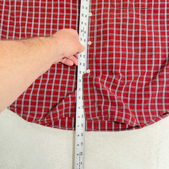 Eddie Bauer Outlet Button Down Shirt Men's Large Flannel Red Check 100% Cotton - Picture 6 of 12